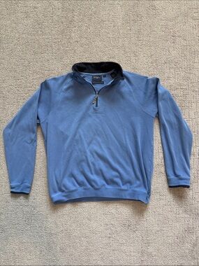 Bobby Jones Pima Cotton Light Blue Quarter Zip Sweater